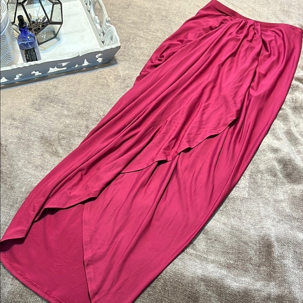 NWOT SHEIN Raspberry Pink Midi Wrap Skirt - Size Small